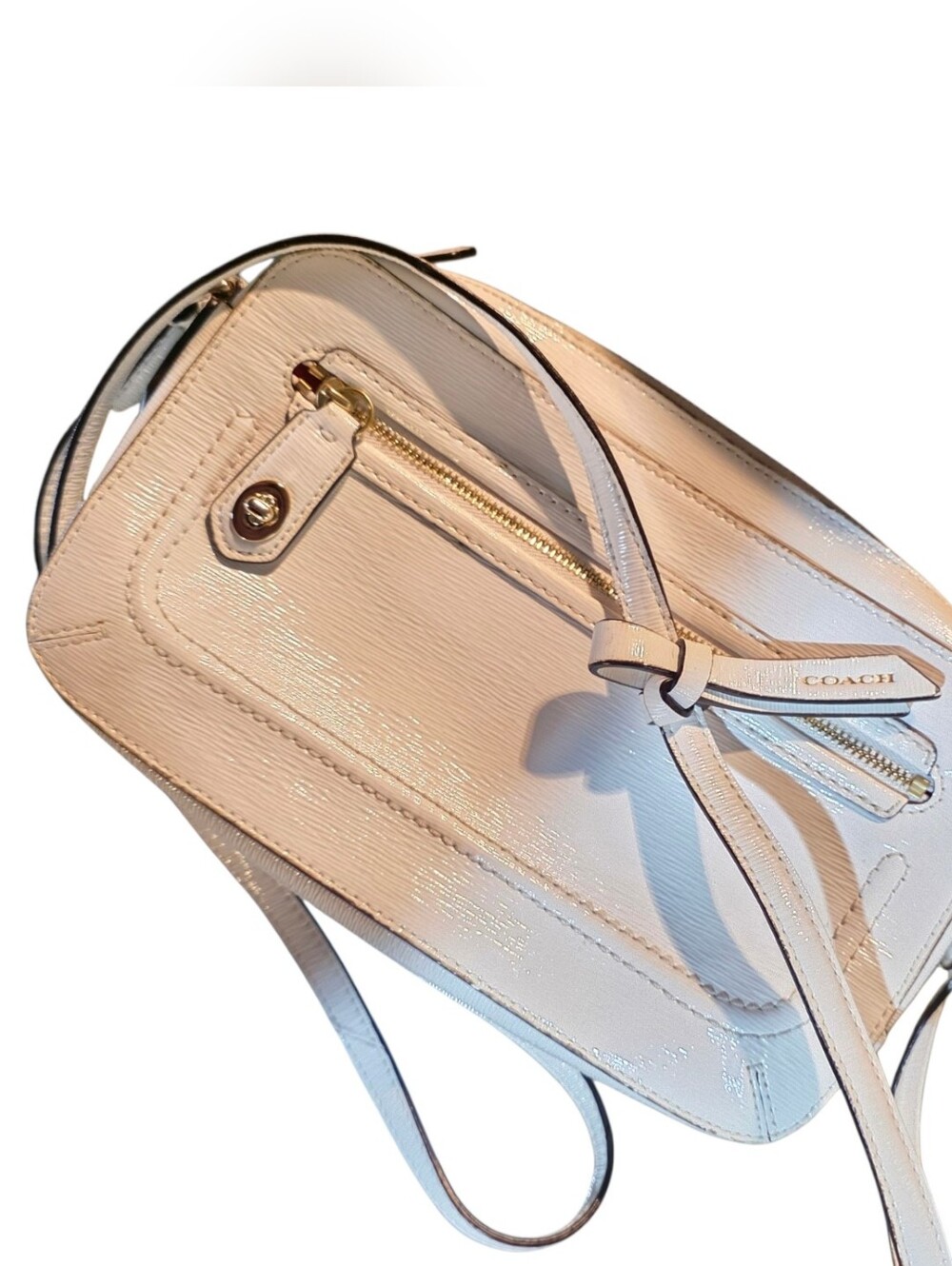 Coach Patent Crossbody Bag in White